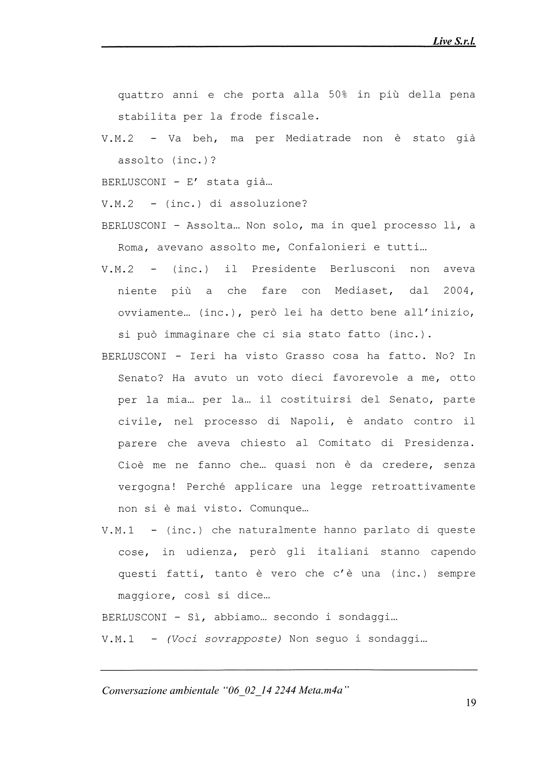 Le registrazioni di Berlusconi