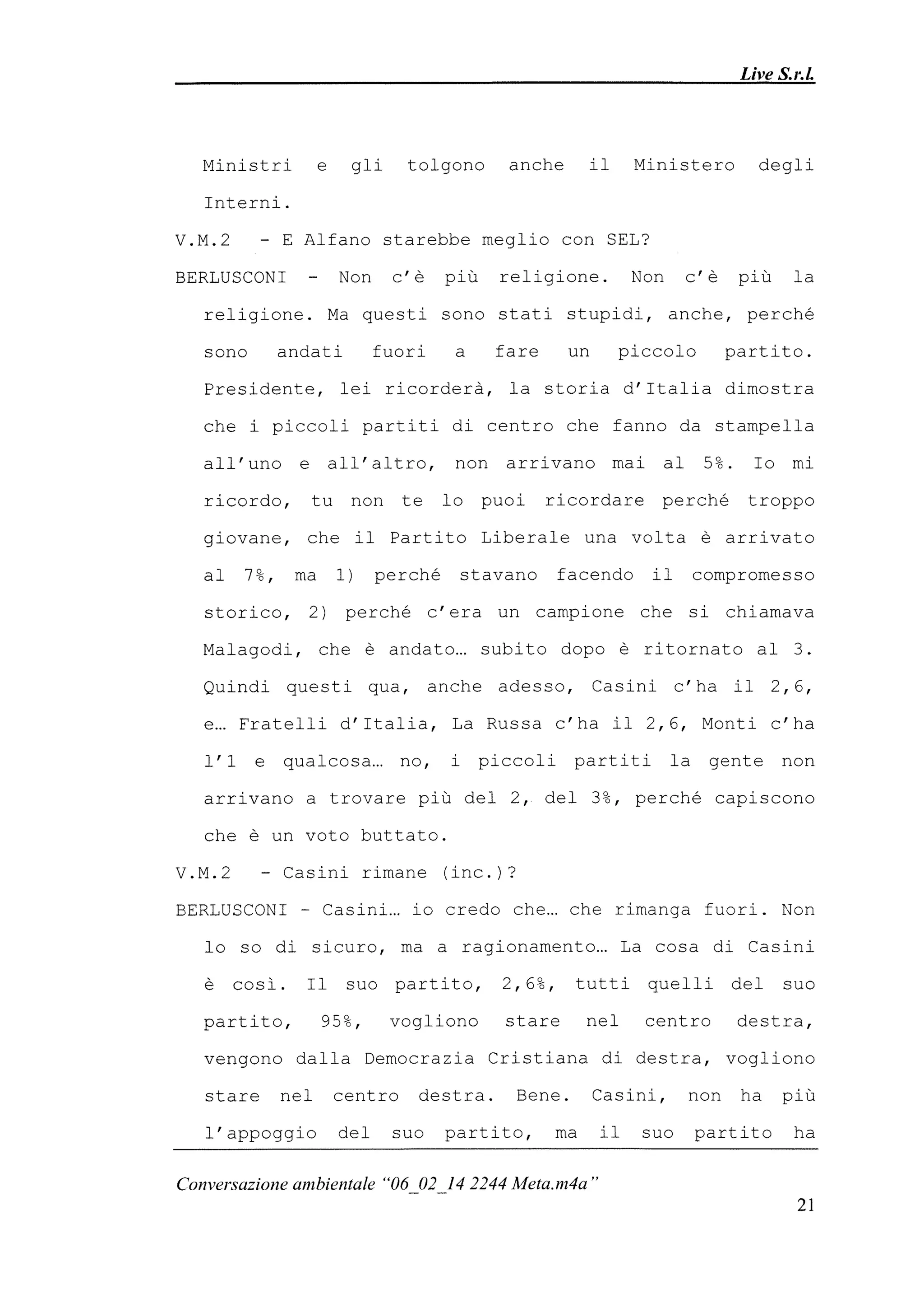 Le registrazioni di Berlusconi