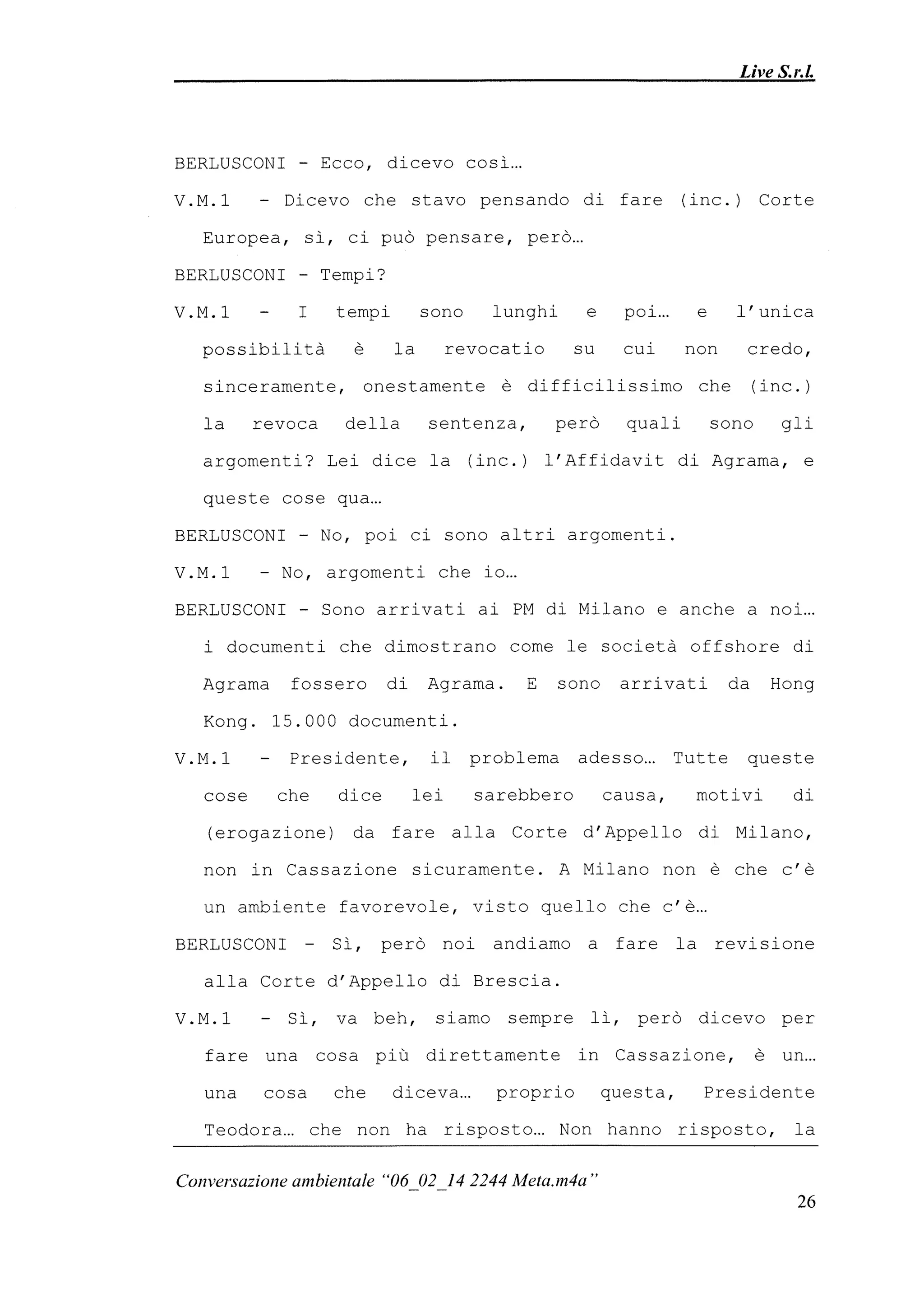 Le registrazioni di Berlusconi