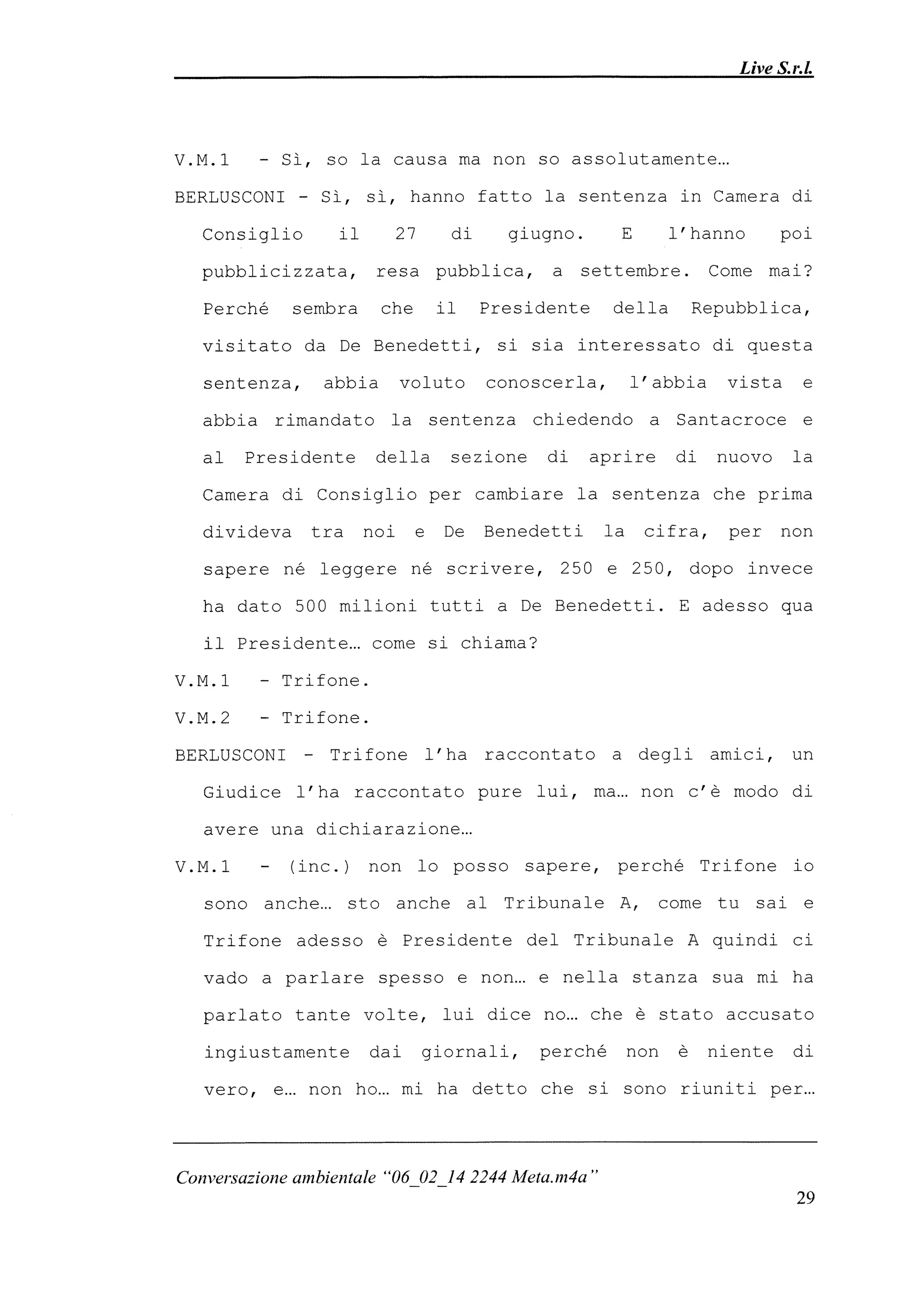 Le registrazioni di Berlusconi