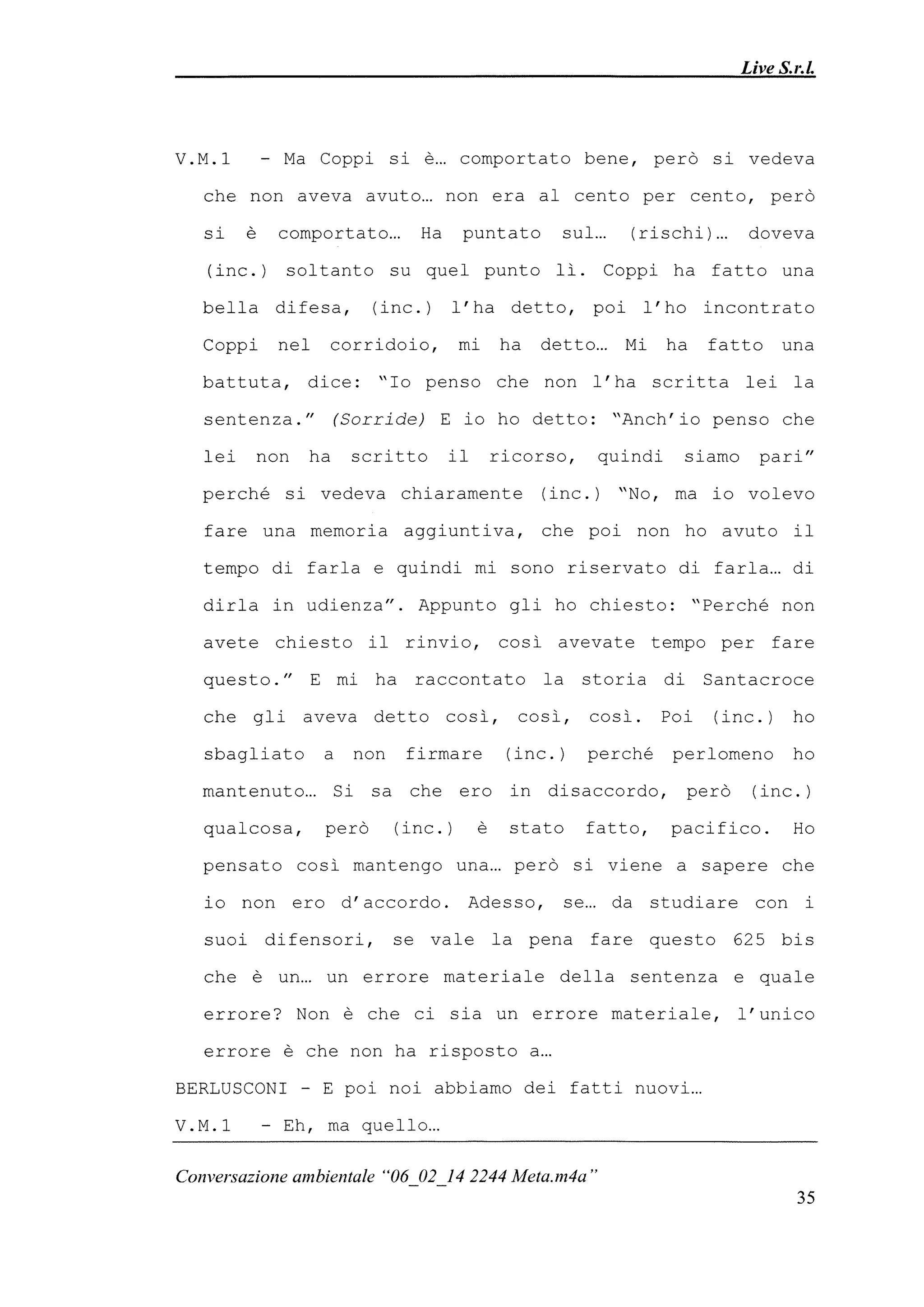 Le registrazioni di Berlusconi