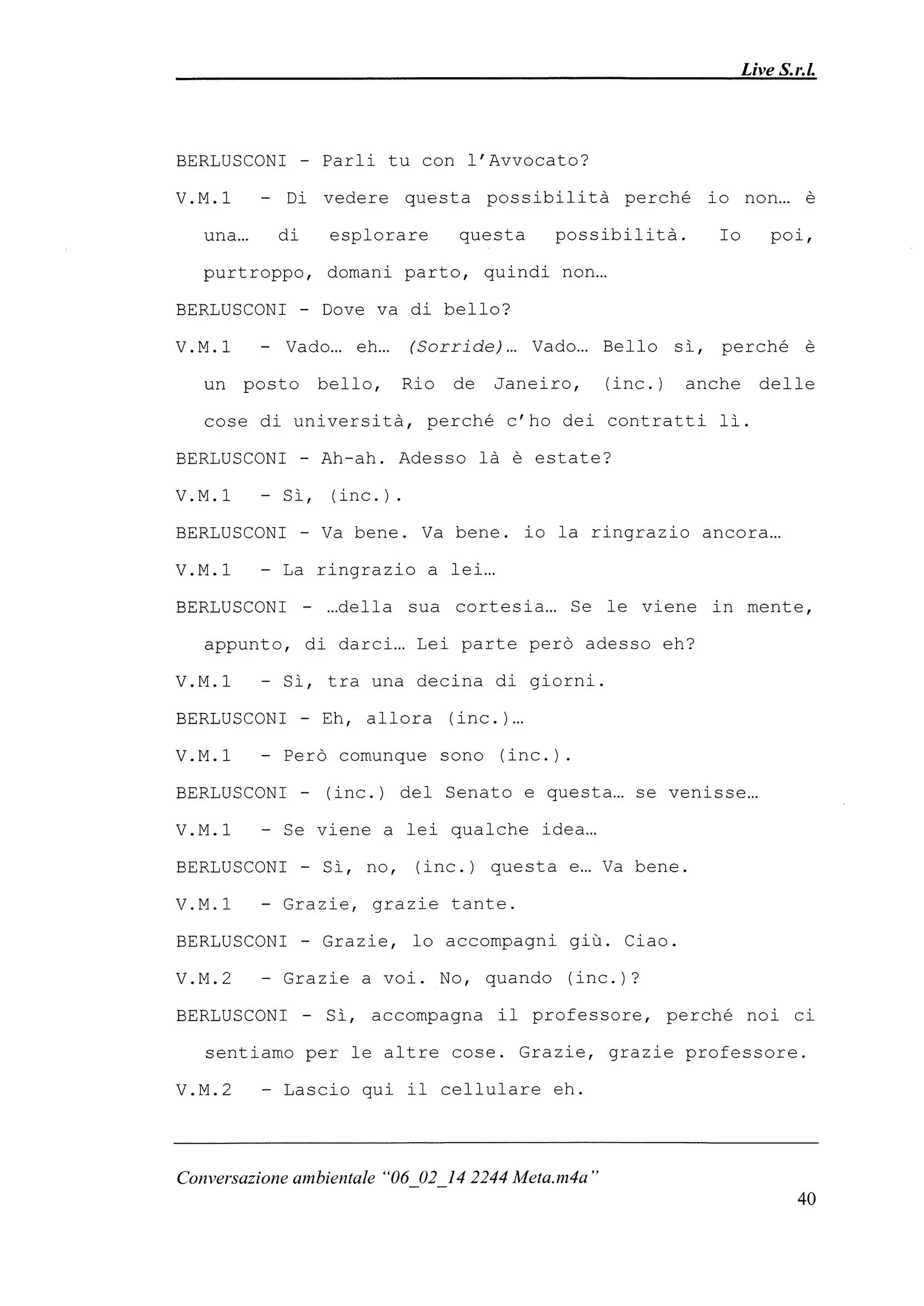 Le registrazioni di Berlusconi