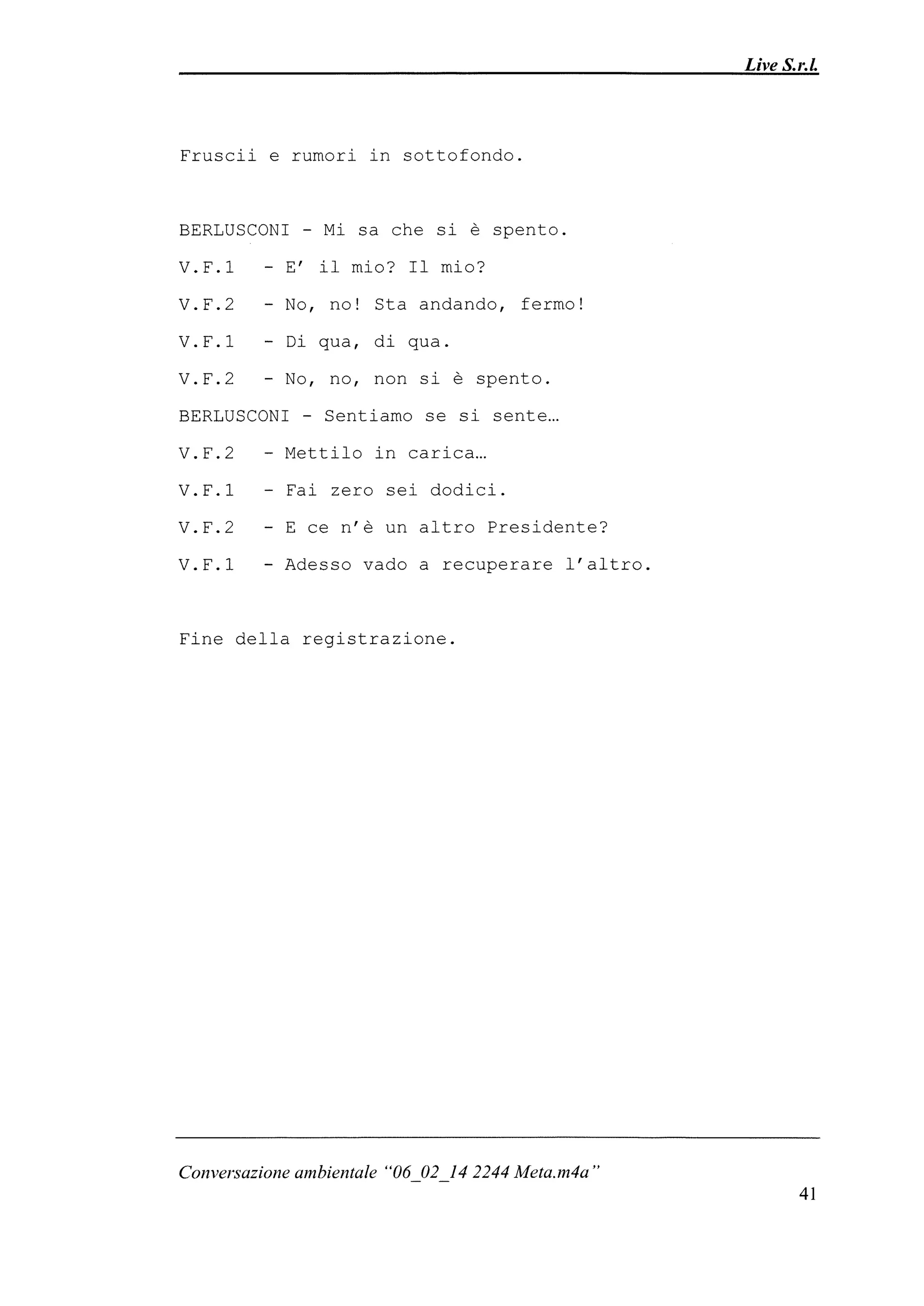 Le registrazioni di Berlusconi