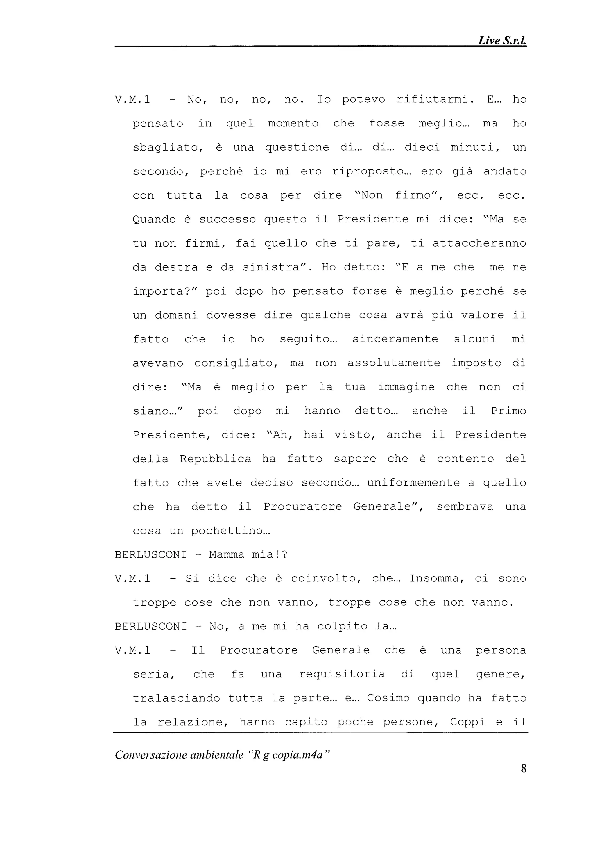 Le registrazioni di Berlusconi