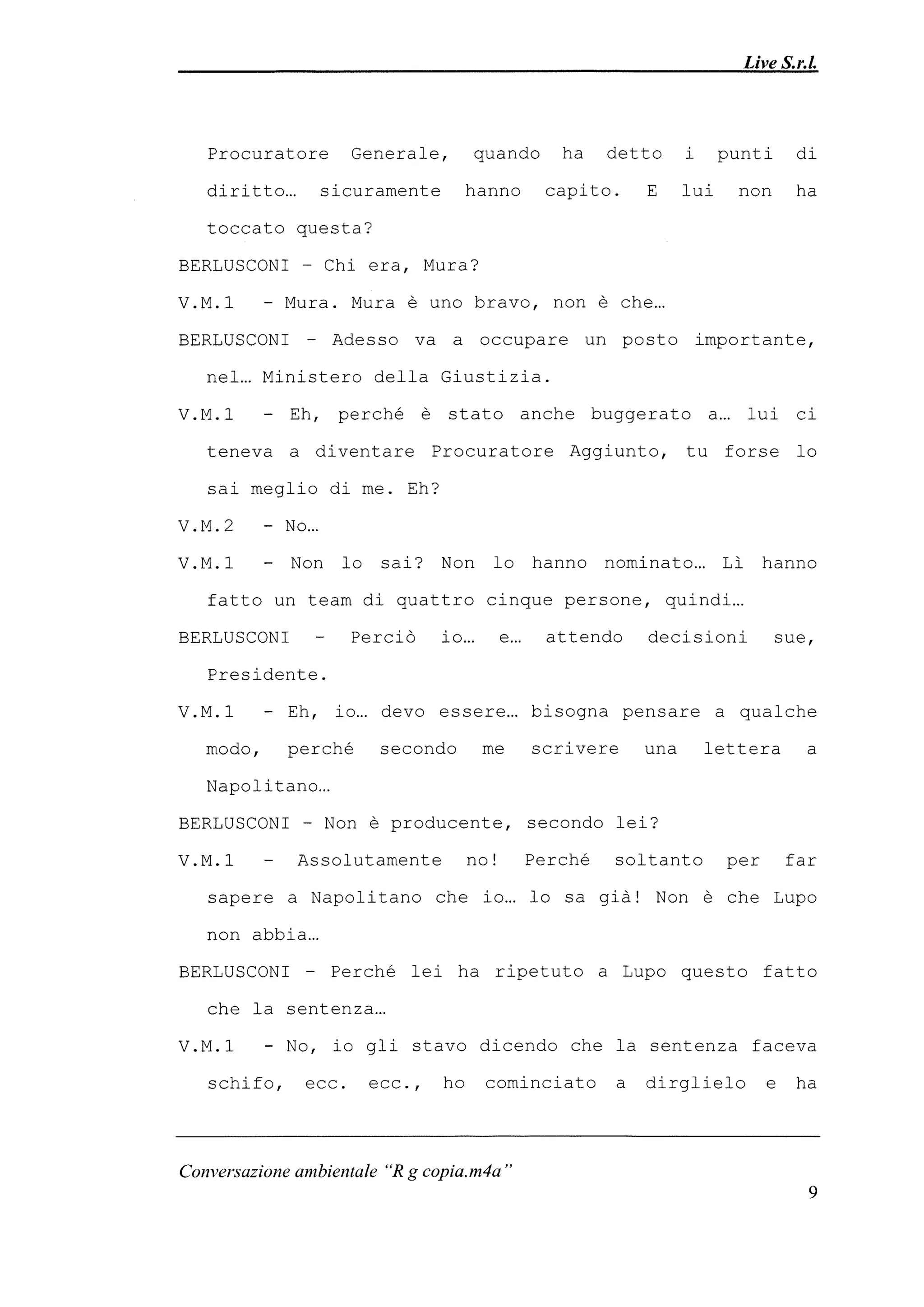 Le registrazioni di Berlusconi