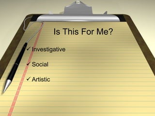 Is This For Me? Investigative  Social  Artistic  