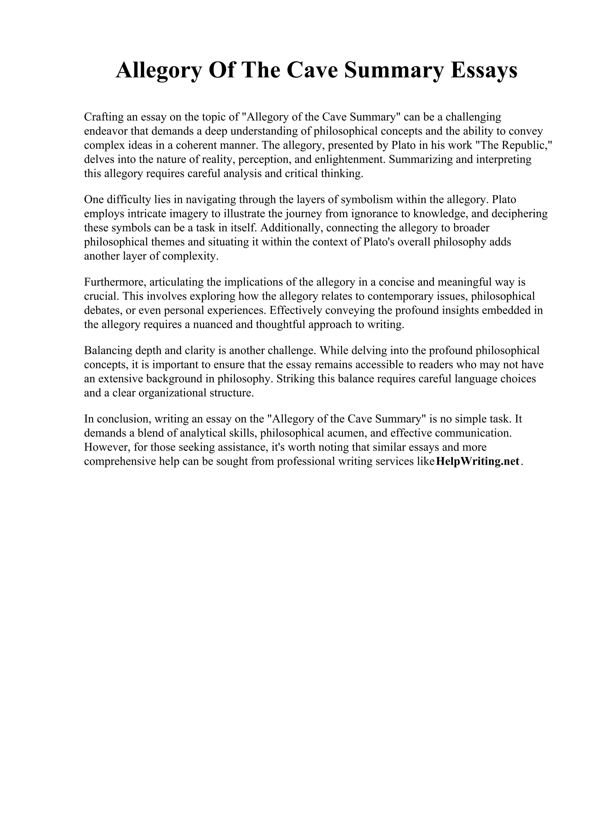 Allegory Of The Cave Summary Essays.pdf