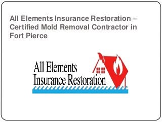 All Elements Insurance Restoration –
Certified Mold Removal Contractor in
Fort Pierce
 