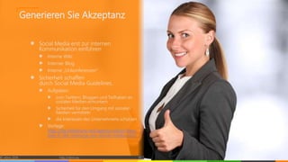 Social Media erst zur internen
Kommunikation einführen
Interne Wiki
Interner Blog
Interne „Unkonferenzen“
Sicherheit schaffen
durch Social Media Guidelines.
Aufgaben:
zum Twittern, Bloggen und Teilhaben an
sozialen Medien ermuntern
Sicherheit für den Umgang mit sozialen
Medien vermitteln
die Interessen des Unternehmens schützen
Vorlage:
http://de.slideshare.net/agenturvibrio/hinw
eise-fr-die-nutzung-von-social-media-2012
Generieren Sie Akzeptanz
© vibrio 2016 http://vibrio.eu 16
 