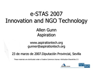 Allen Gunn Innovation and NGO Technology
