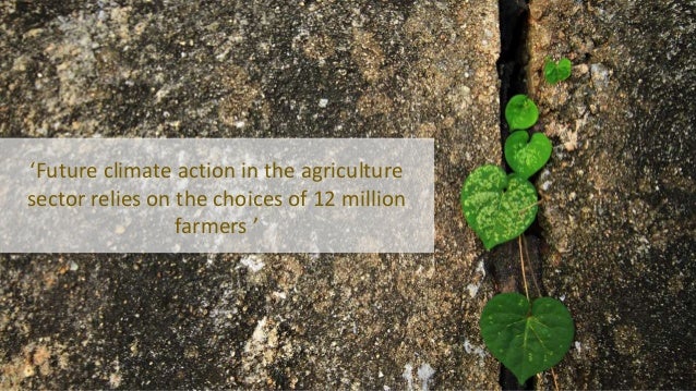 ‘Future climate action in the agriculture
sector relies on the choices of 12 million
farmers ’
 