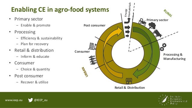 www.ieep.eu @IEEP_eu
Enabling CE in agro-food systems
Primary sector
Processing &
Manufacturing
Retail & Distribution
Cons...