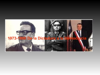 Allende ganó por 39 mil votos La elección presidencial tuvo resultados estrechos. El candidato socialista obtuvo el 36,3%; Alessandri, un 34,9% y Tomic, un 27,8%. Al no lograr la mayoría absoluta, el Congreso Nacional designó -de acuerdo a la Constitución de 1925- al Primer Mandatario entre los dos candidatos que obtuvieron más votos, pese a la oposición de la derecha y el asesinato del comandante en Jefe del Ejército. Allende ganó por 39 mil votos La elección presidencial tuvo resultados estrechos. El candidato socialista obtuvo el 36,3%; Alessandri, un 34,9% y Tomic, un 27,8%. Al no lograr la mayoría absoluta, el Congreso Nacional designó -de acuerdo a la Constitución de 1925- al Primer Mandatario entre los dos candidatos que obtuvieron más votos, pese a la oposición de la derecha y el asesinato del comandante en Jefe del Ejército. Allende ganó por 39 mil votos La elección presidencial tuvo resultados estrechos. El candidato socialista obtuvo el 36,3%; Alessandri, un 34,9% y Tomic, un 27,8%. Al no lograr la mayoría absoluta, el Congreso Nacional designó -de acuerdo a la Constitución de 1925- al Primer Mandatario entre los dos candidatos que obtuvieron más votos, pese a la oposición de la derecha y el asesinato del comandante en Jefe del Ejército. 1973-1990 De la Dictadura a la Democracia                                                       Allende fue el primer Mandatario marxista elegido popularmente en el mundo.                                                         Allende fue el primer Mandatario marxista elegido popularmente en el mundo.                                                         Allende fue el primer Mandatario marxista elegido popularmente en el mundo.                                                         Allende fue el primer Mandatario marxista elegido popularmente en el mundo.   