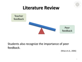 Literature Review 7Students also recognize the importance of peer feedback. (Miao et al., 2006)