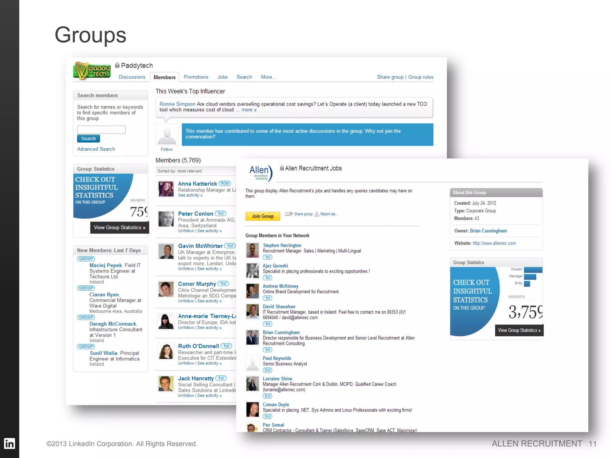 Groups




©2013 LinkedIn Corporation. All Rights Reserved.   ALLEN RECRUITMENT 11
 