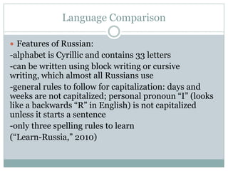 Czech Language Vs. Russian Language Comparison | PPTX