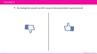 STELLING IV
De strategische waarde van HR is weg als deze grotendeels is geoutsourced
14
 