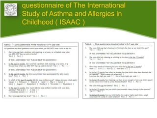 questionnaire of The International
Study of Asthma and Allergies in
Childhood ( ISAAC )
 
