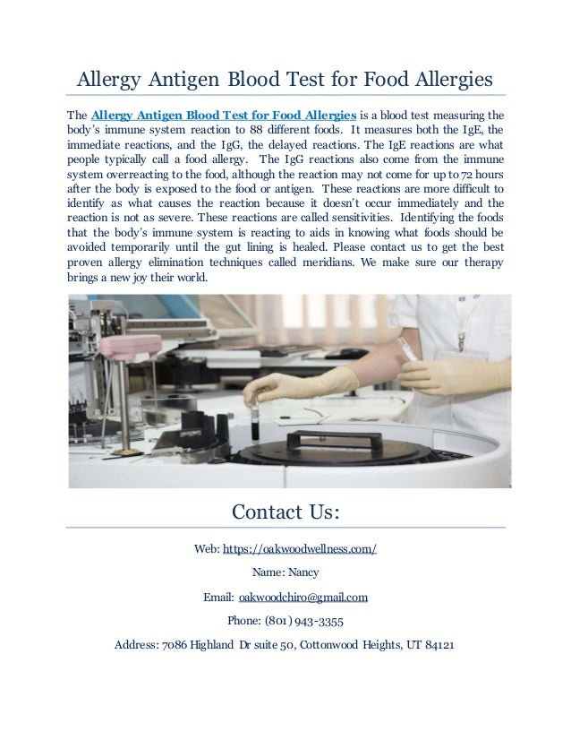 Allergy Antigen Blood Test for Food Allergies