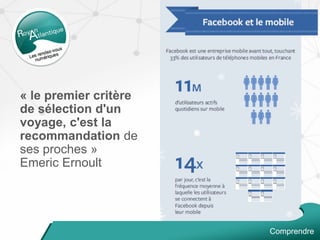 « le premier critère
de sélection d'un
voyage, c'est la
recommandation de
ses proches »
Emeric Ernoult
Comprendre
 
