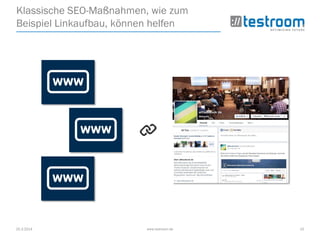 25.3.2014 www.testroom.de 10
Klassische SEO-Maßnahmen, wie zum
Beispiel Linkaufbau, können helfen
 