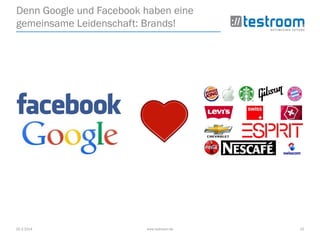 25.3.2014 www.testroom.de 15
Denn Google und Facebook haben eine
gemeinsame Leidenschaft: Brands!
 