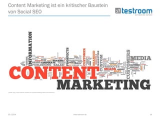25.3.2014 www.testroom.de 24
Content Marketing ist ein kritischer Baustein
von Social SEO
Quelle: http://www.luzerner-manifest.ch/contentmarketing-ueber-suchmaschinen/
 