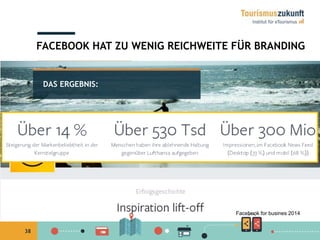 38
DAS ERGEBNIS:
FACEBOOK HAT ZU WENIG REICHWEITE FÜR BRANDING
Facebook for busines 2014
 