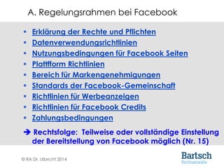 © RA Dr. Ulbricht 2014
 Erklärung der Rechte und Pflichten
 Datenverwendungsrichtlinien
 Nutzungsbedingungen für Facebo...