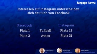 XX XX
Torben Einicke
F9
Stephan Eyl
Fanpage Karma
Peter Mestel
User Centered Strategy
Interessen auf Instagram unterscheid...