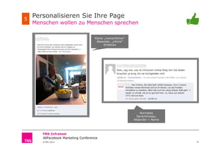 ©TNS 2014
TNS Infratest
AllFacebook Marketing Conference
Personalisieren Sie Ihre Page
21
Menschen wollen zu Menschen spre...