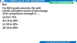 30
CIVIL ENGINEERING
Civil Engineering by Sandeep Jyani
ALL FORMULAE OF CIVIL ENGINEERING
 