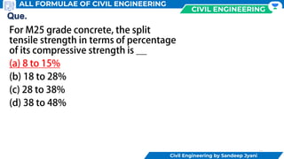 31
CIVIL ENGINEERING
Civil Engineering by Sandeep Jyani
ALL FORMULAE OF CIVIL ENGINEERING
 