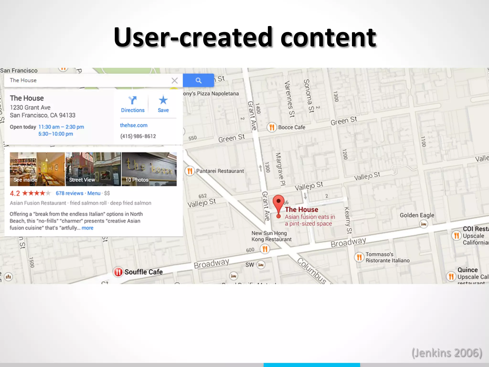 User-­‐created	
  content	
  
(Jenkins	
  2006)	
  
 