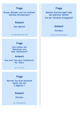 Allgemeinbildung in tv-shows