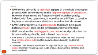 Gmp Ghp Examples Good manufacturing and good hygienic practices, and GHP, HACCP, and RA.pptx