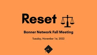 Tuesday, November 1st, 2022
Reset
Bonner Network Fall Meeting
 