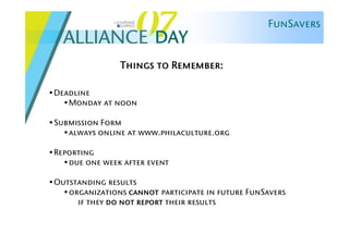 Alliance Day 2007: PhillyFunGuide & FunSavers