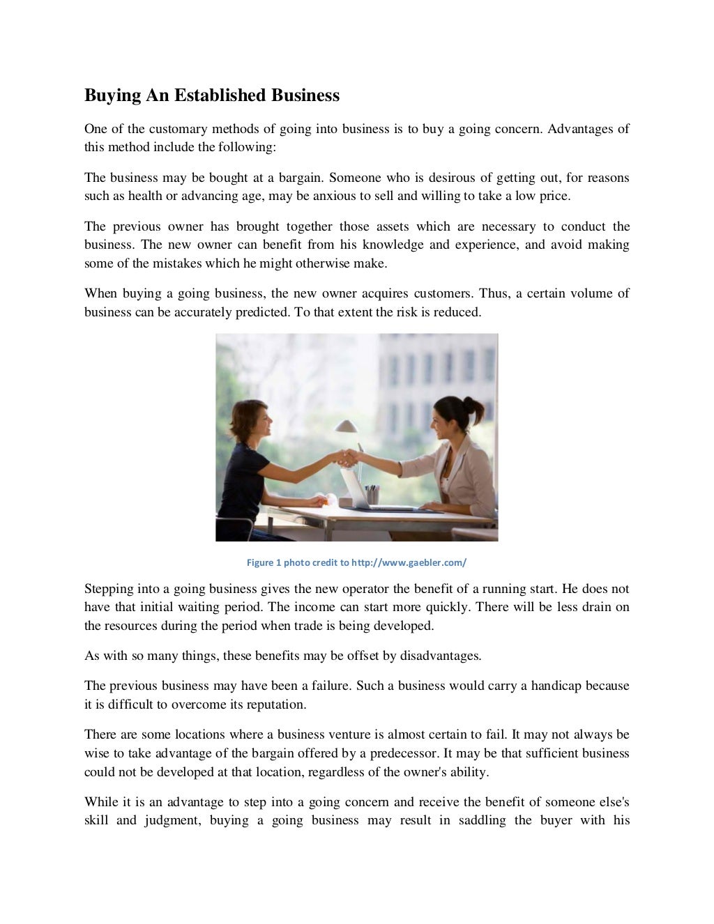 What To Remember Before Buying An Established Business