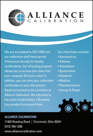Alliance Callibration Quality Magazine
