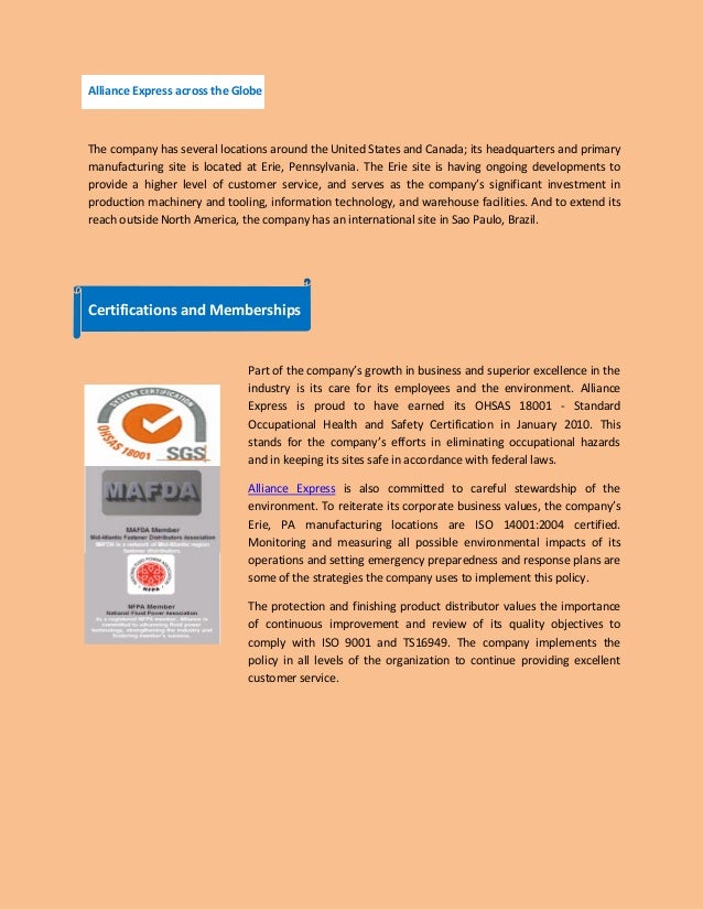 Alliance Express A Leader in the World of Protection and Finishing