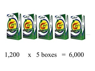 1,200 x 5 boxes = 6,000
 