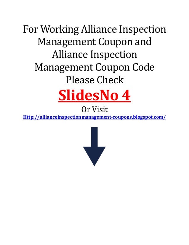Alliance inspection management coupon code