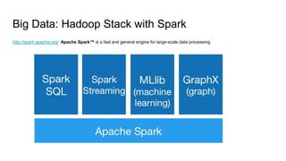Big Data: Hadoop Stack with Spark
http://spark.apache.org/ Apache Spark™ is a fast and general engine for large-scale data processing.
 