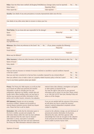 Allianz General Claim Form | PDF