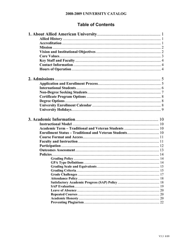 Allied American University Online Course Catalogue PDF