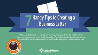 Seven Handy Tips to Creating a Business Letter