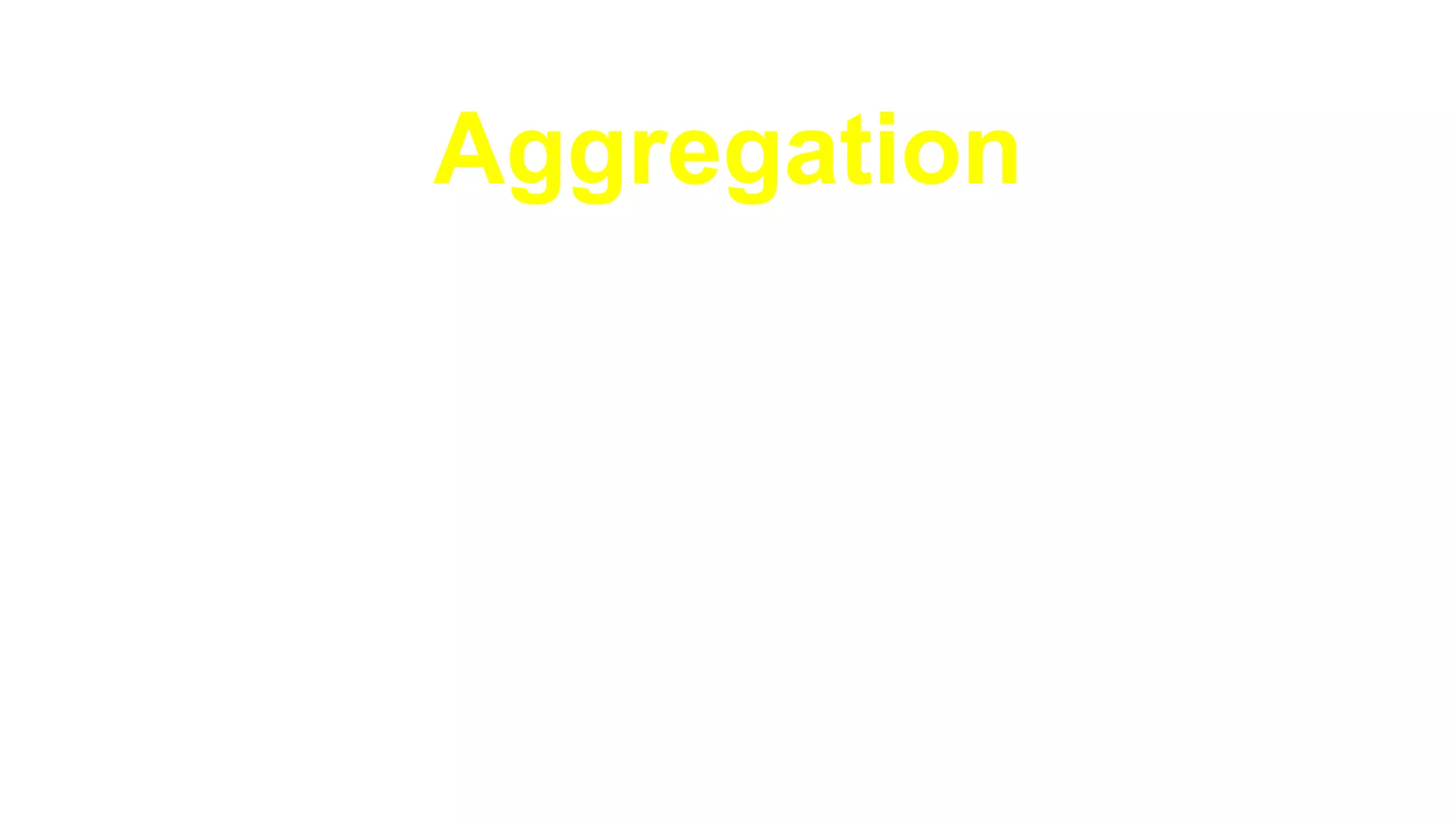 Aggregation
►In aggregation, a pointer or reference to an object is
created inside a class
►The sub-object has a life that is NOTdependant
on the life of its master class
►e.g:
Chairs can be moved inside or outside at anytime
When Room is destroyed, the chairs may or may
not be destroyed
 
