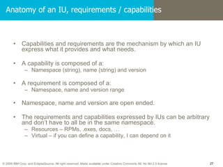 Anatomy of an IU, requirements / capabilities <ul><li>Capabilities and requirements are the mechanism by which an IU expre...
