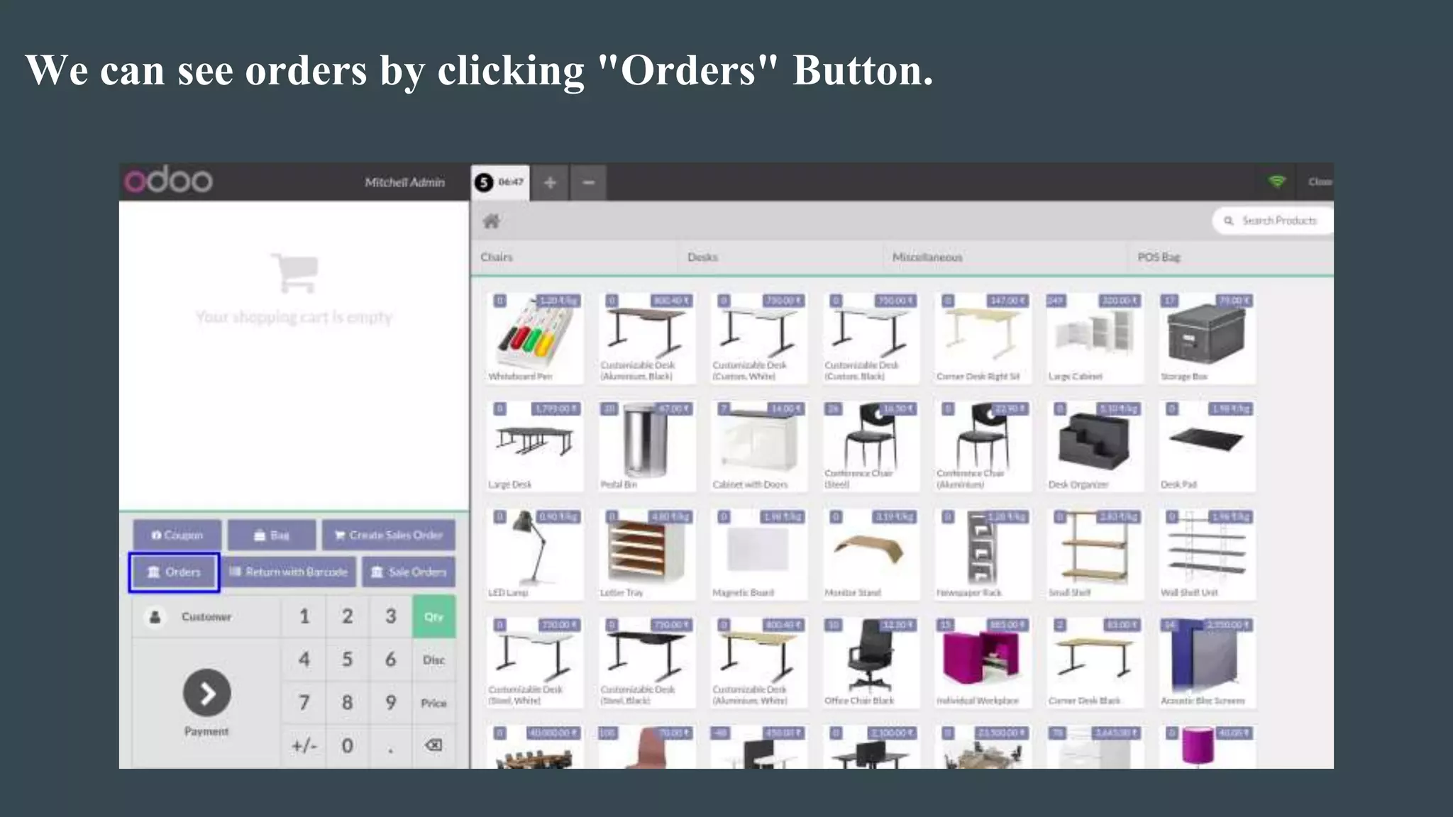 We can see orders by clicking "Orders" Button.
 